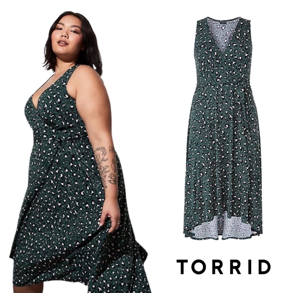 Torrid leopard knit high wrap low dress